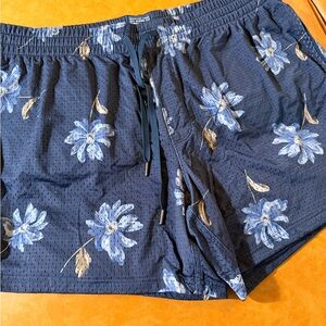 American Eagle Navy Floral Mesh Drawstring Shorts